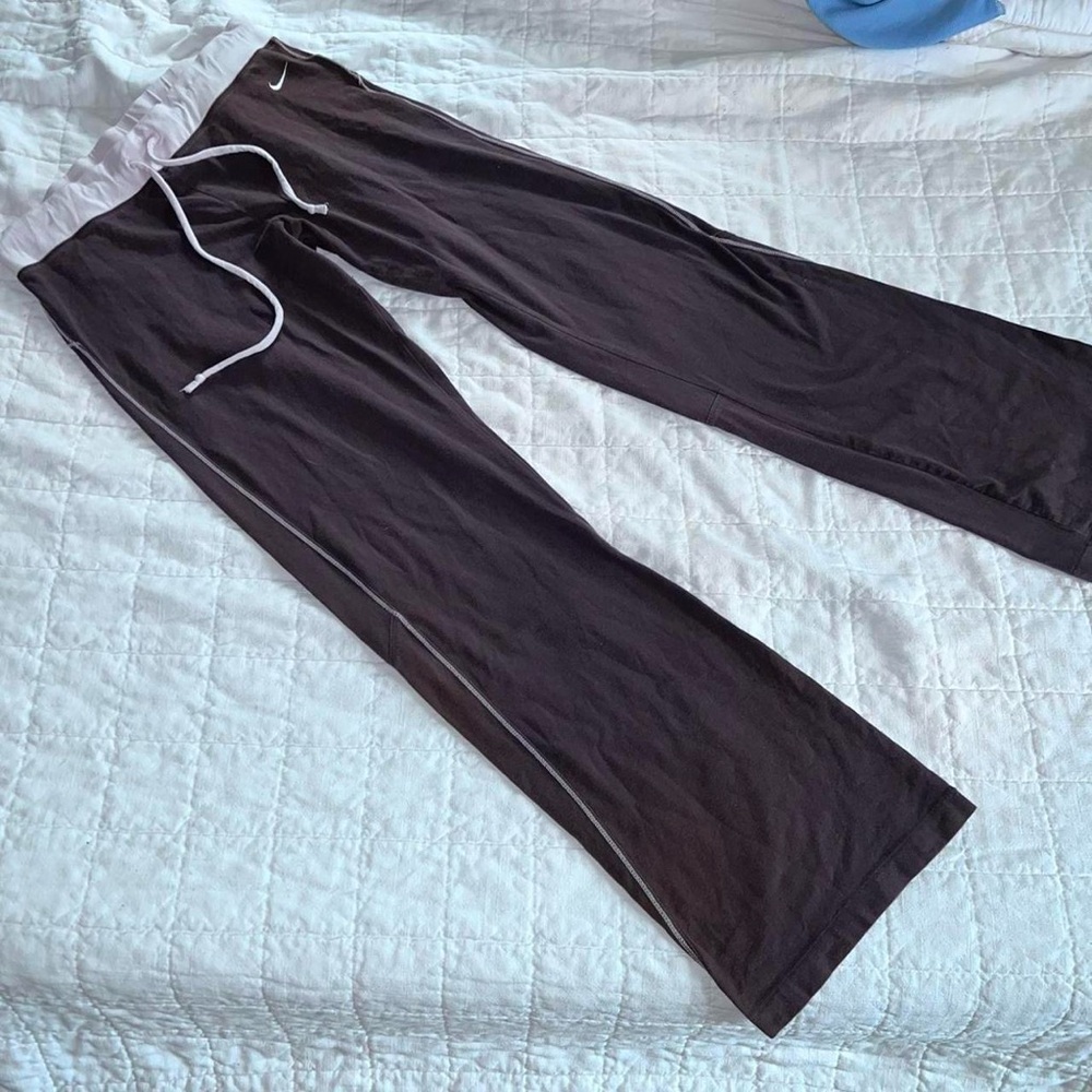 Nike Brown Track Pants with Light Pink Accents